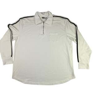 Vintage Prospirit Men's XXL White 1/4 Zip Long Sleeve Polo Shirt